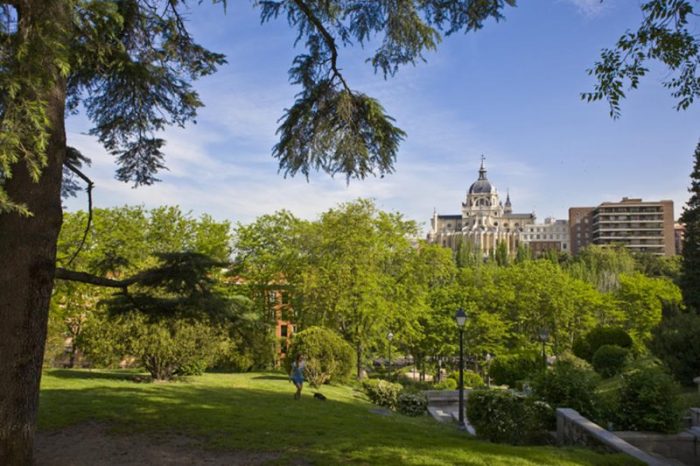 16. Picnic en Madrid; Ambiente natural con zonas verdes y sombra de árboles, perfecto para un día relajado.