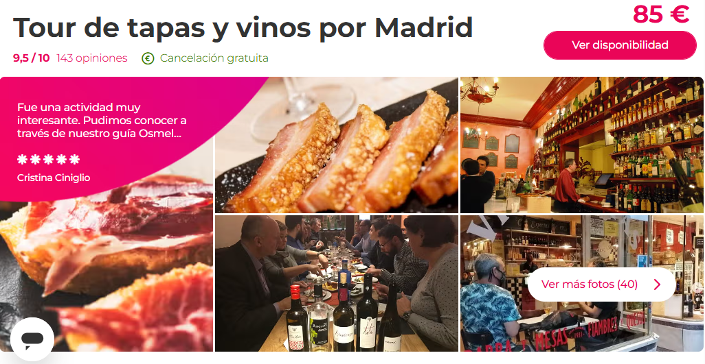Tour de tapas y vinos por Madrid